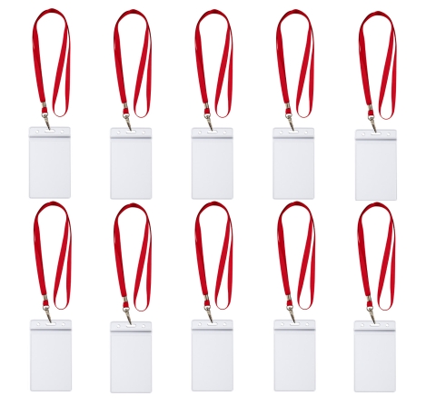 10 x Lanyard Umhängeband mit 10x Ausweishülle ZIP Kartenhalter horizontal & vertikal wasserdicht Ausweise Karten Schutzhülle 0,80mm flexibel